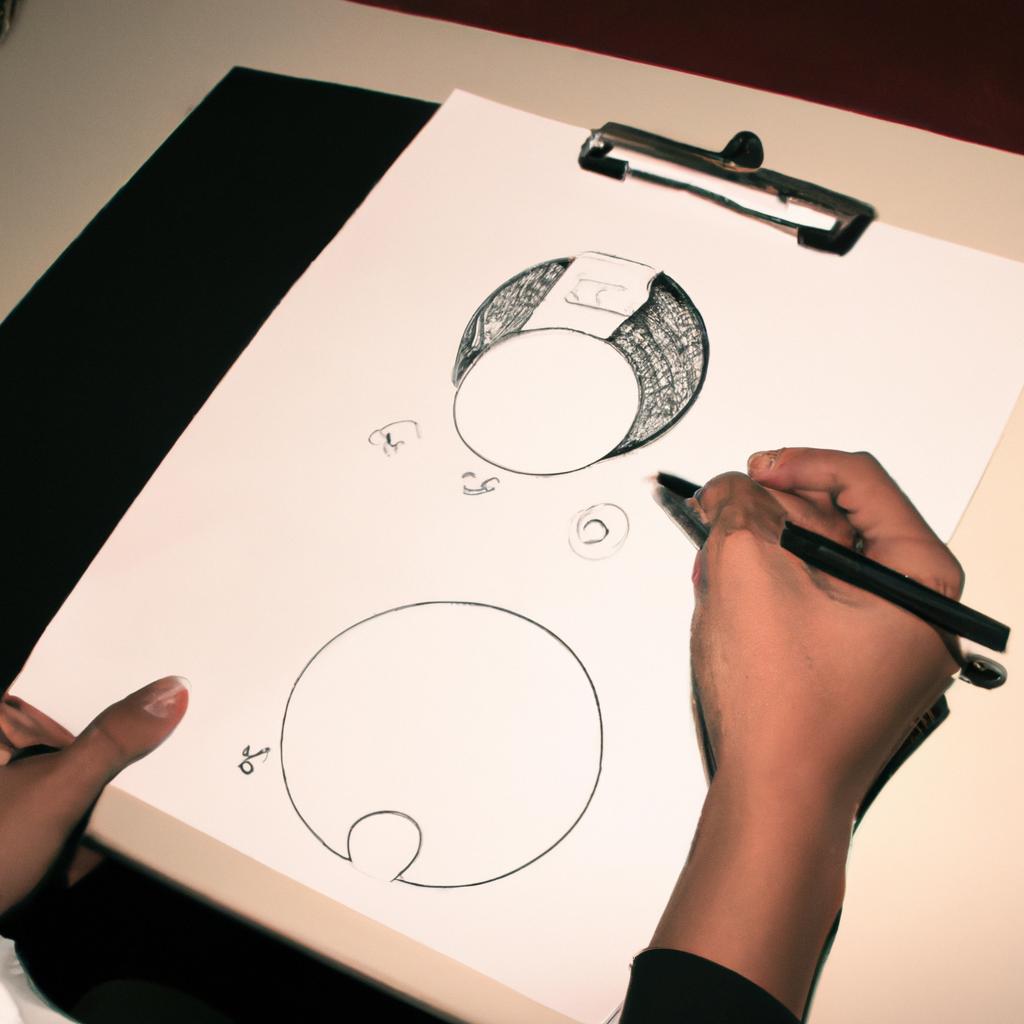 Person sketching design on paper