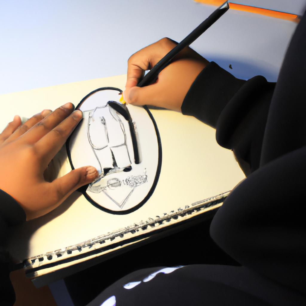 Person sketching logo design concept