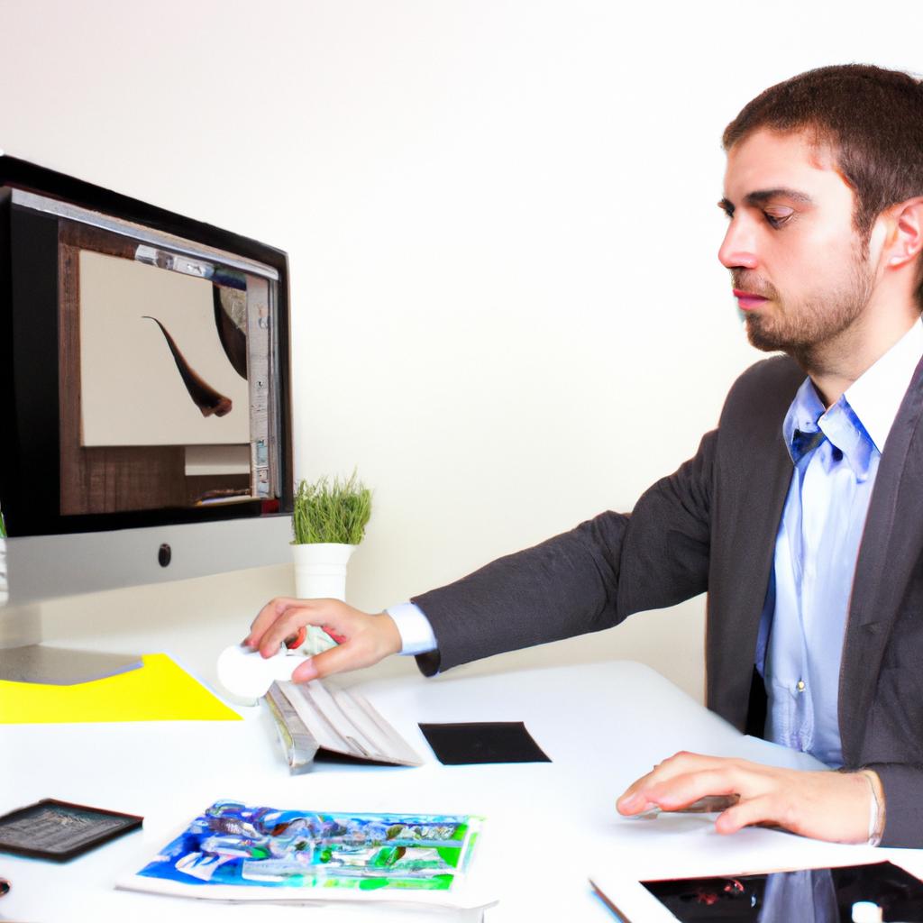 Graphic designer working on computer